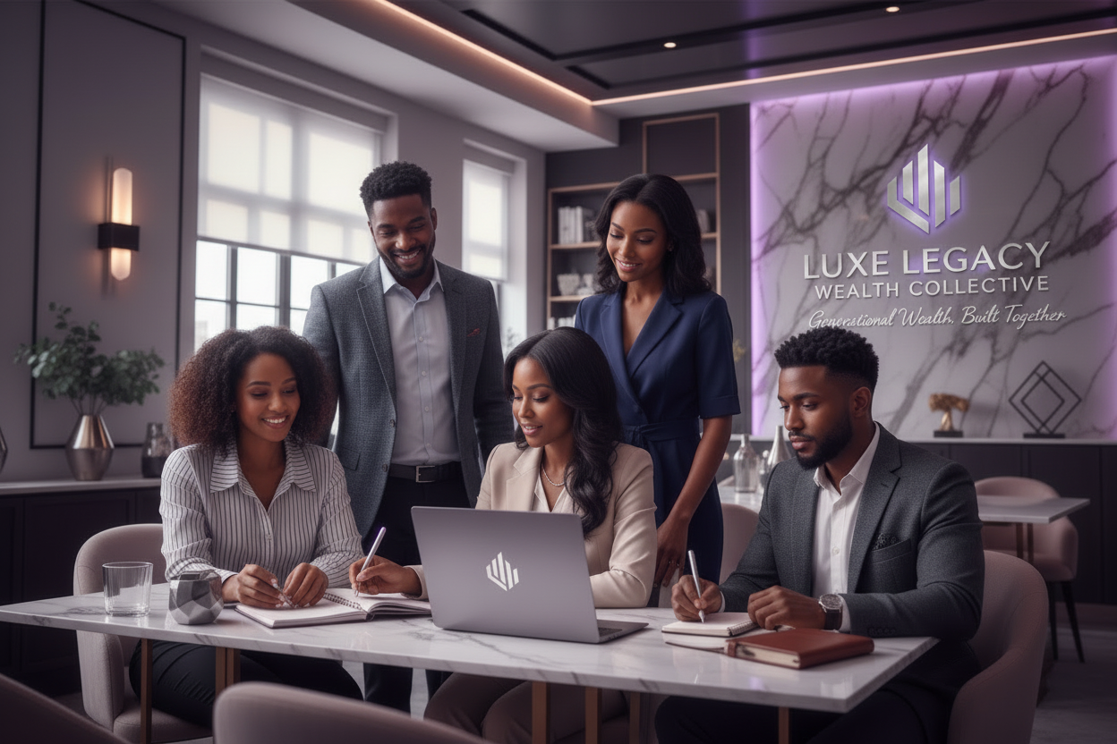 Young African American professionals working together on wealth building